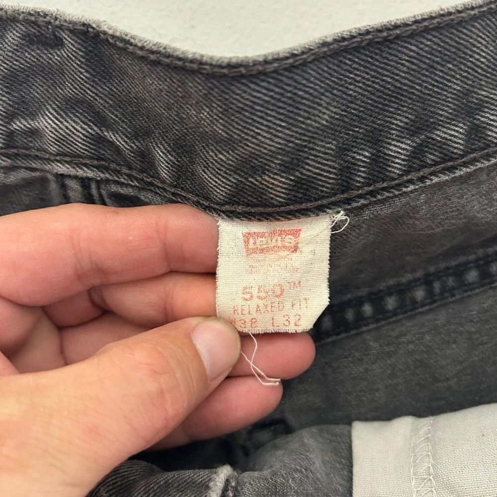 VTG Levi's 550 Relaxed Fit Jeans Mens 38x32 (Fit 36x30) Faded Black Tapered Leg
